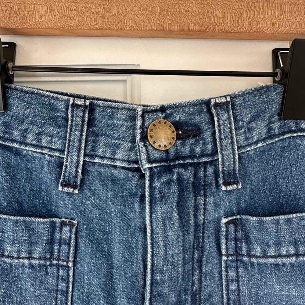The Great. The Dock Jean Wide Leg High Rise Cotton Hemp Blue Denim Jeans 24 - Picture 7 of 13